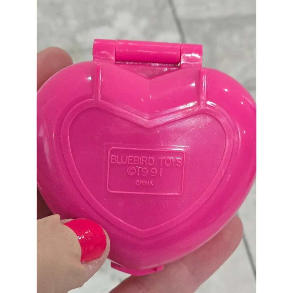 Polly Pocket Bluebird 1991 VTG Bathtime Fun Ring Micro Playset Heart Compact‎